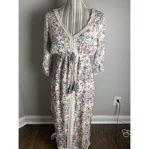 Coco Jaimeson SZ Medium Maxi Floral print w-lace Cottage Core